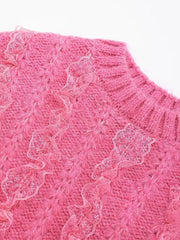 Ruffled Lace Knitted Sweater