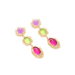 Colorful Gemstone Pendant Earrings