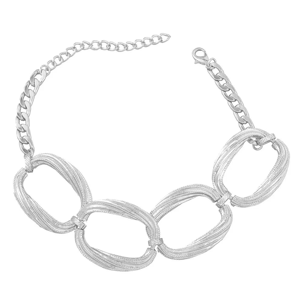 Textured Linked Rings Choker