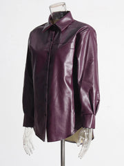 Dark Purple Faux Leather Jacket