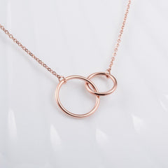 Double Ring Plated Silver Necklace