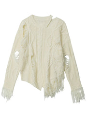 Shabby Round Neck Knitted Sweater