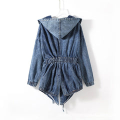 Denim Knot Hooded Oversized Jacket