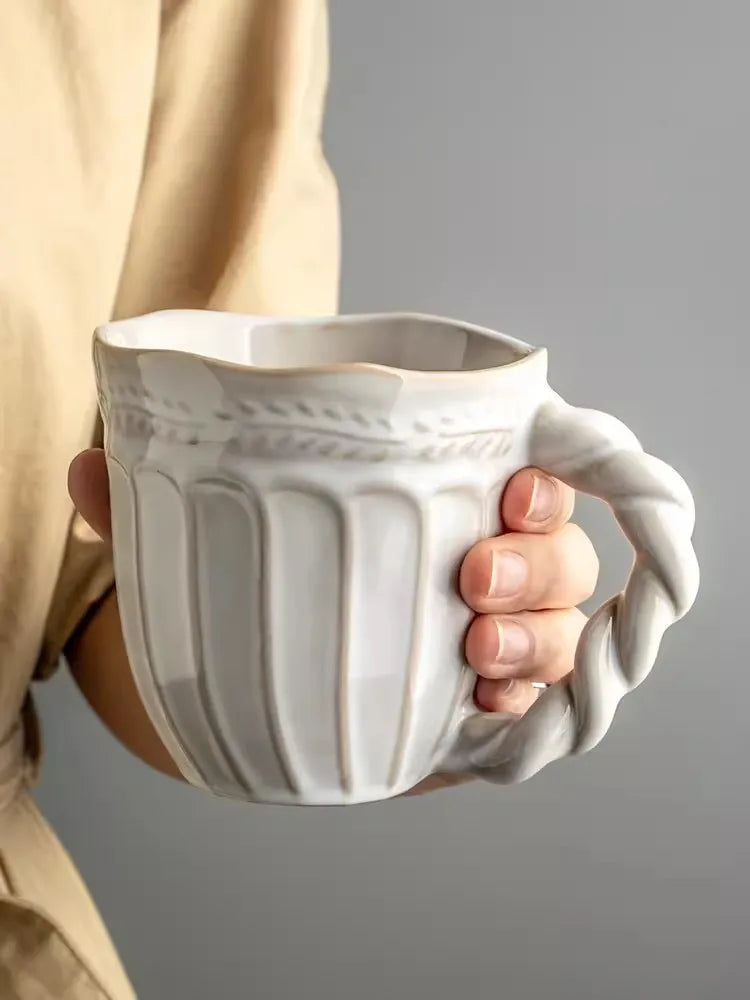 Vintage Ceramic Twisted Handle Mug