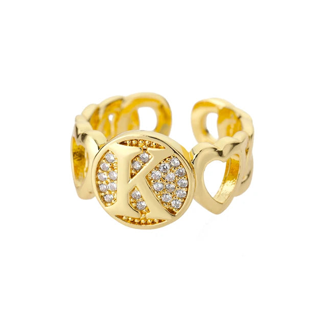 Alphabet Gold Plated Resizable Ring