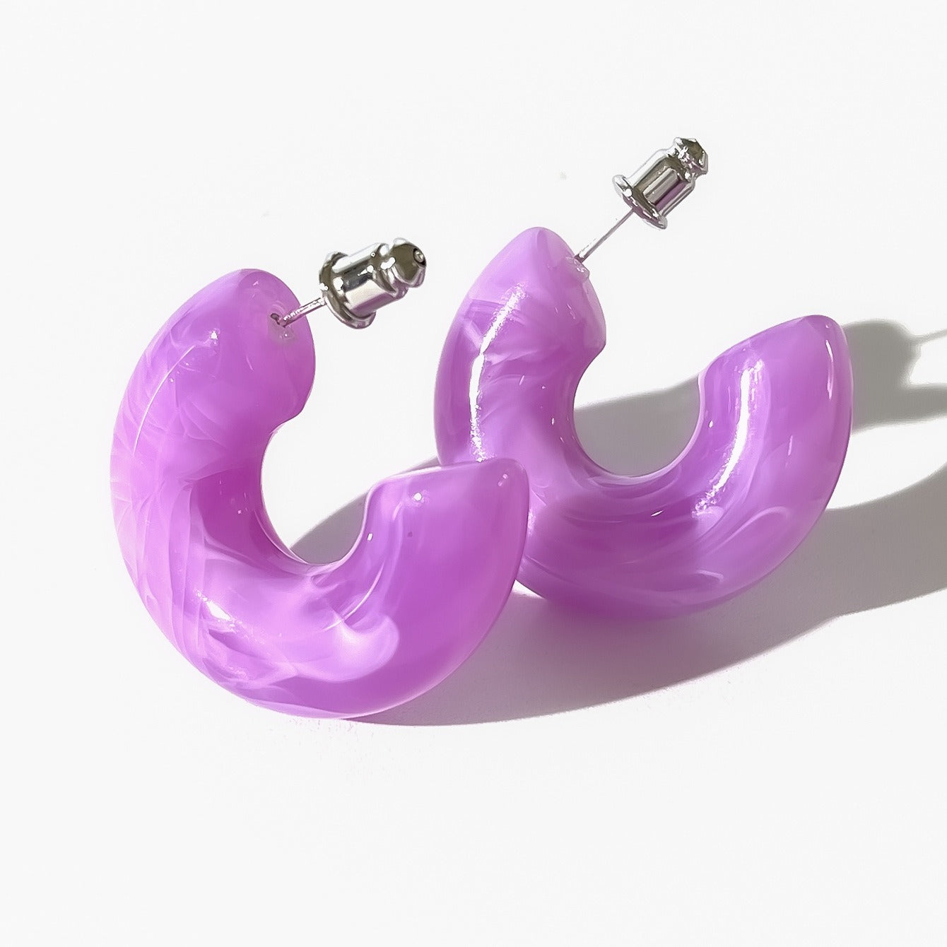 C-Shaped Acrylic Candy Color Earrings