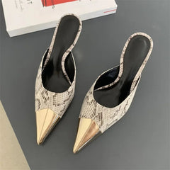 Cap Toe Stiletto Mule Sandals