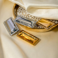 Stainless Steel Inlaid Diamond Rectangular Earrings