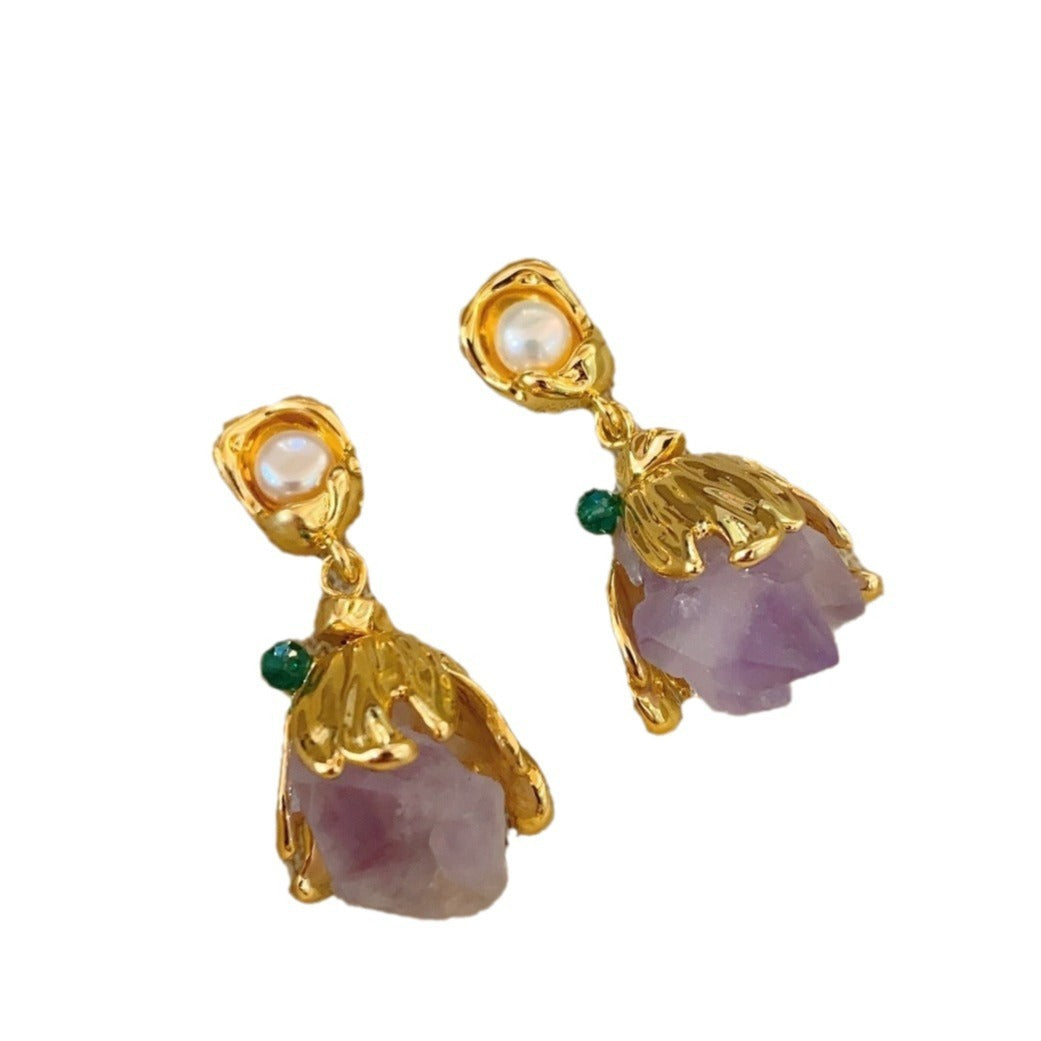 Amethyst Stone Drop Earrings