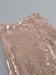 Sequin Long Sleeved Top + Hip Wrapped Skirt Set