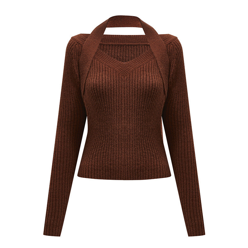 Sexy Solid Hedge Knitted Sweater