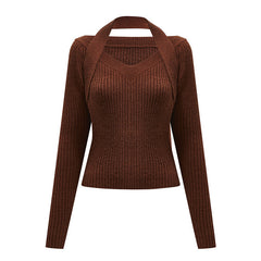 Sexy Solid Hedge Knitted Sweater