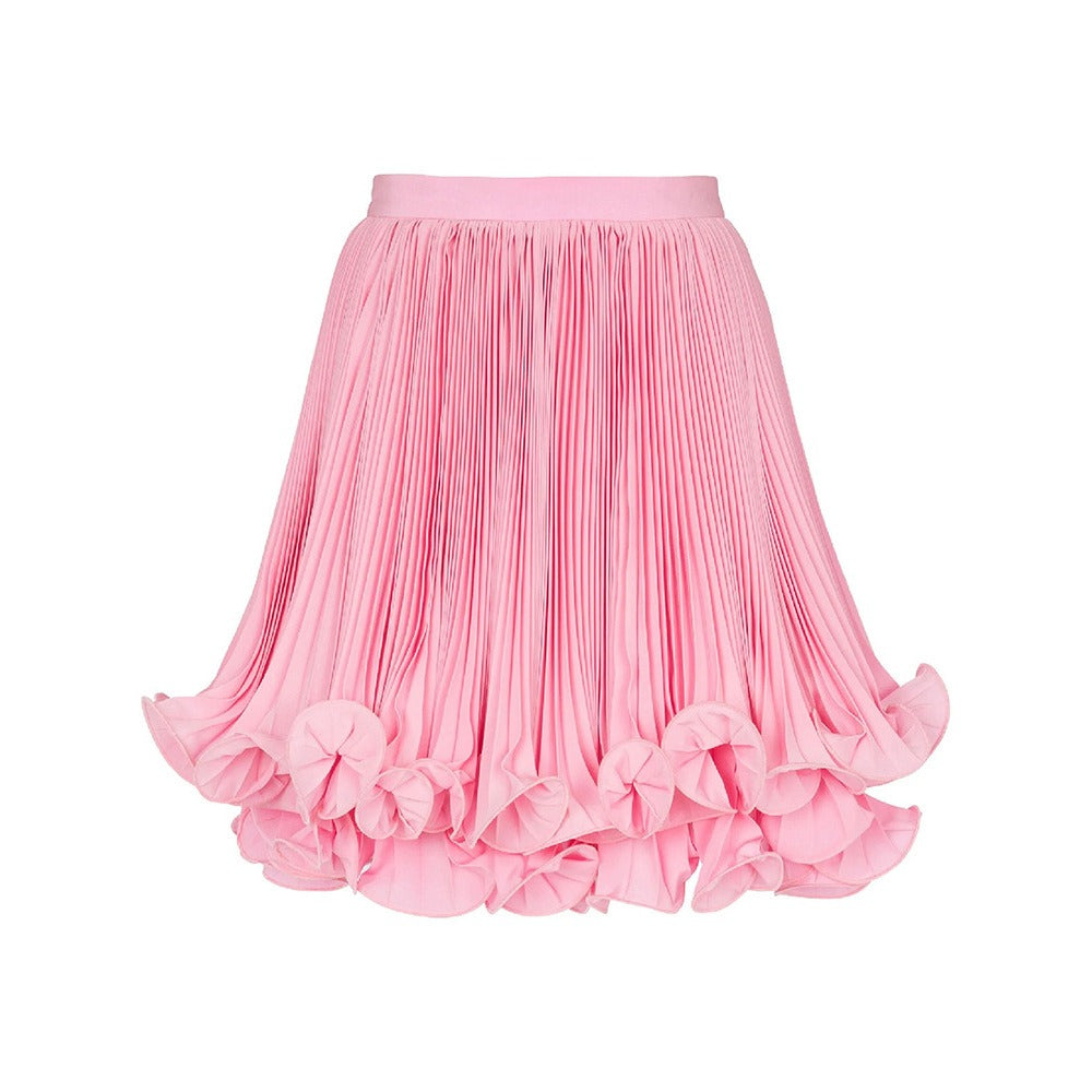 Curled Double-Layer Pleated Skirt