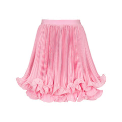 Curled Double-Layer Pleated Skirt