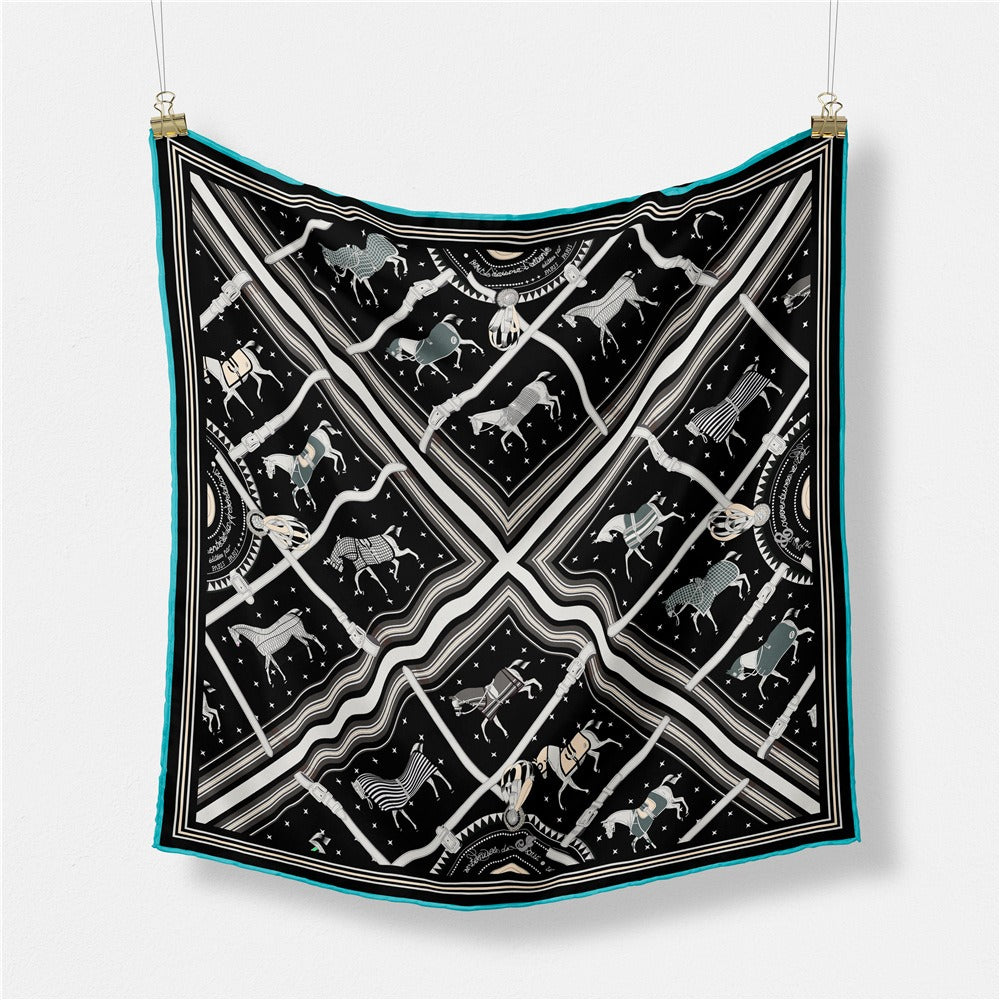 Checkered Warhorse Small Square Scarf