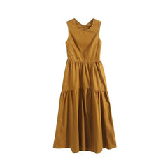 Round Necked Open Waist Sleeveless Dress