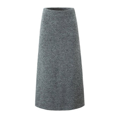Gray V-Neck Knitted Pullover + Skirt Set