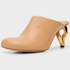 Round Toe Irregular Heel Mule Shoes