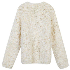 Hook Flower Loose V-Neck Knitted Sweater