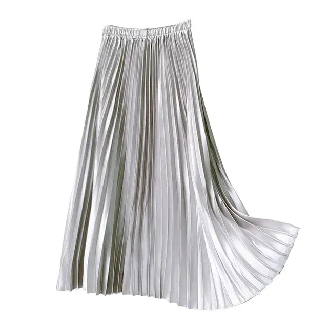 Pleated High-Waist Midi Skirt