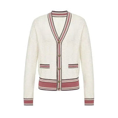 Striped Long Sleeve V-Neck Knit Cardigan