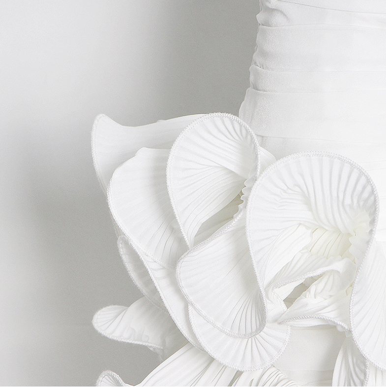 Milky White Hip-Wrapped Ruffled Patchwork Mini Skirt