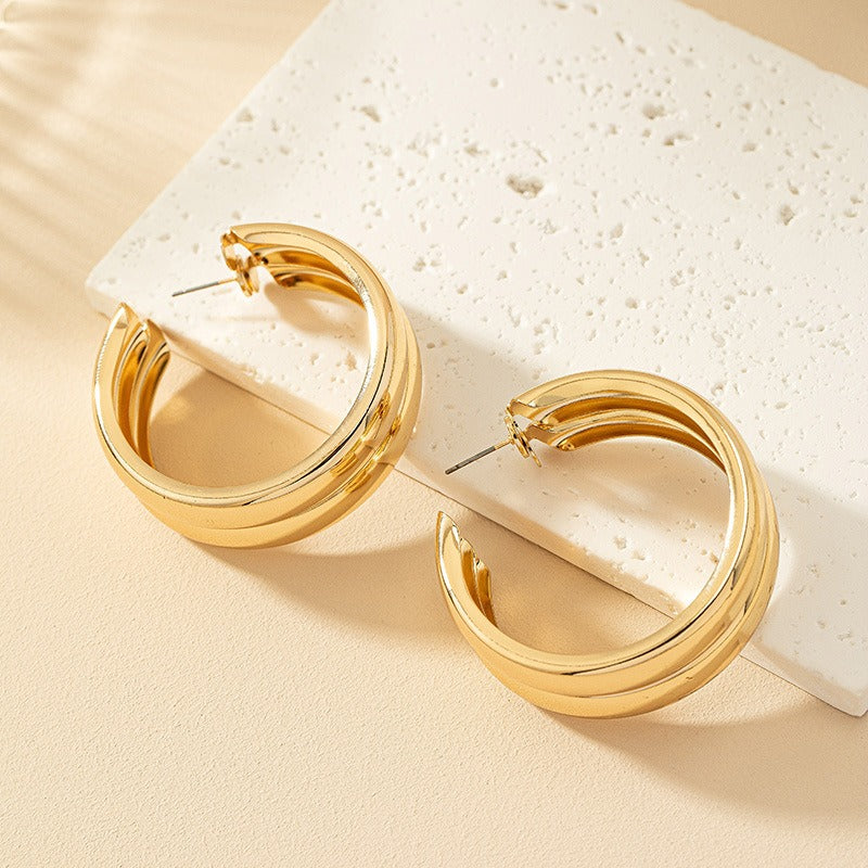 Geometric Circle Alloy Earrings