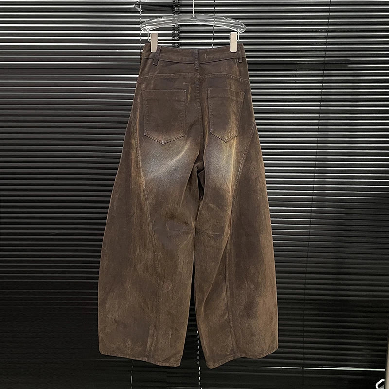 Washed Loose Straight Leg Denim Pants