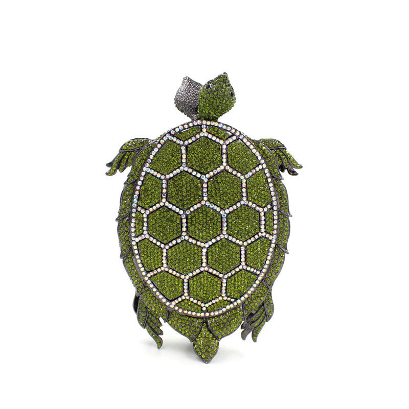 Turtle Crystal Hard Case Clutch Bag