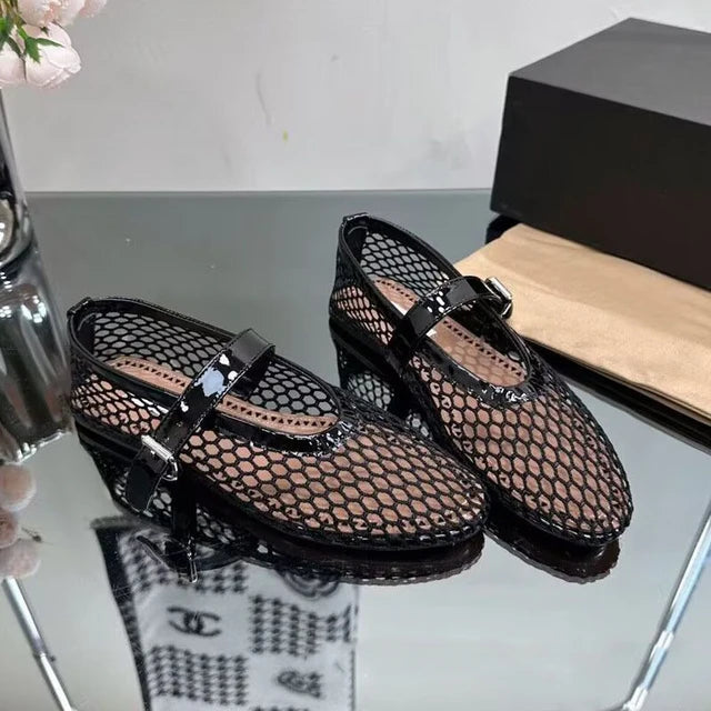 Mesh Round Toe Flat Shoes