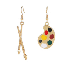 Asymmetrical Artistic Brushes Color Palettes Hooks Earrings