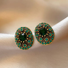 Vintage Metal Glass Post Earrings