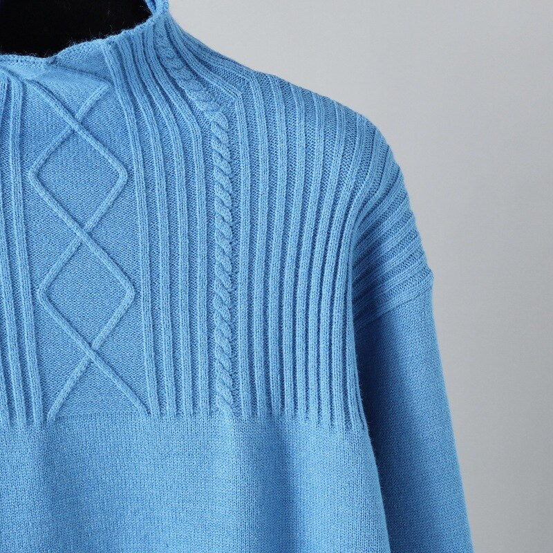 Solid Long Sleeve Knit Sweater + Loose Pants Set