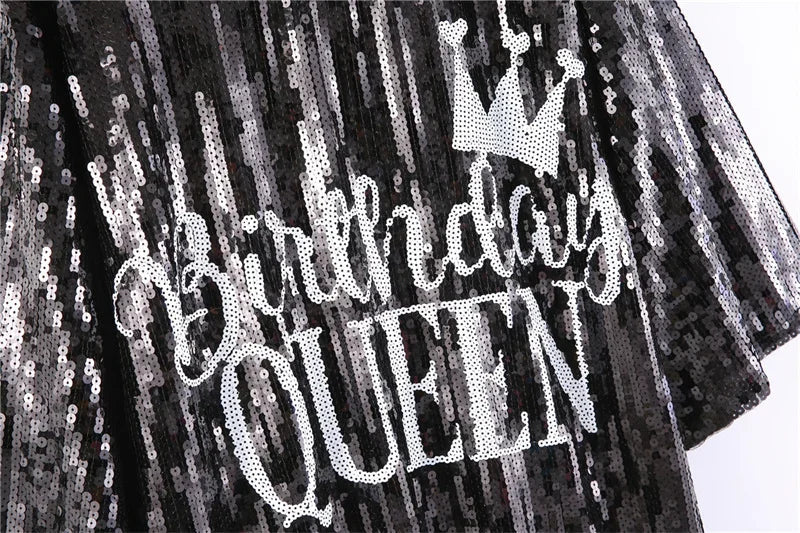 Pre Order:  Birthday Queen Sequins Loose T-Shirt