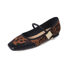 Square Toe Shallow Mouth Suede Low Heel Shoes