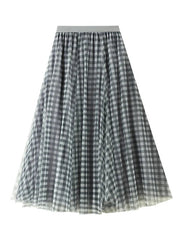 Checkered Mesh A-Line Skirt