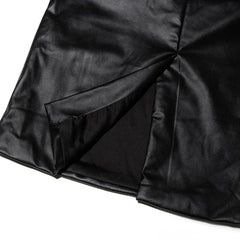 PU Backless Lace Up Midi Bodycon Dress