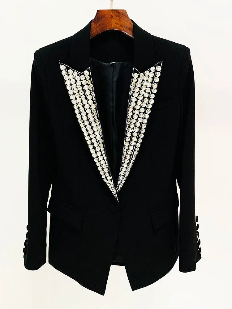 Pre Order:  Bejeweled Peak Lapel Evening Blazer