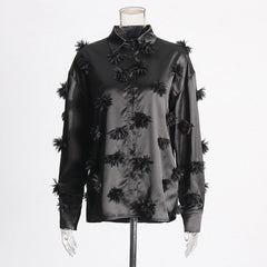 3D Flower Patchwork Long Sleeve Shirt