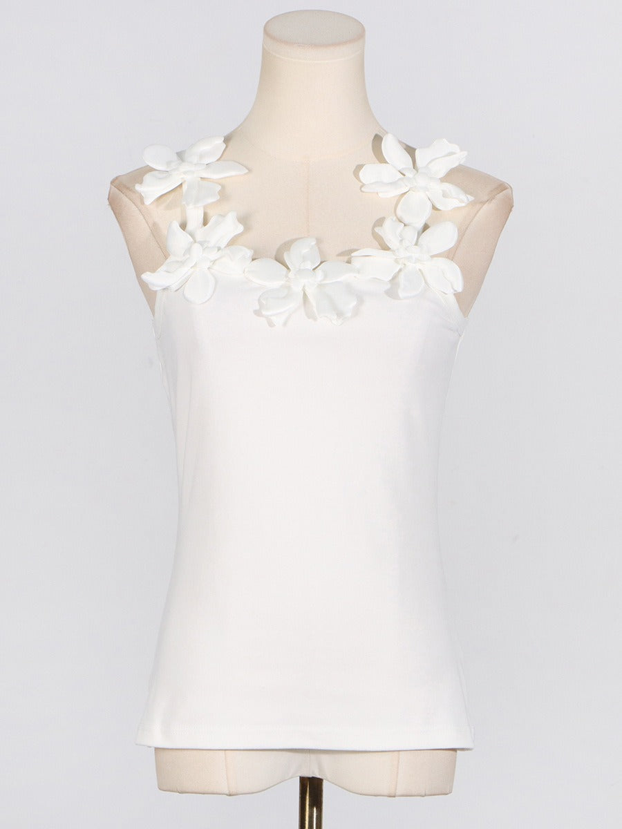 3D Flower Slim Fit Jersey Top