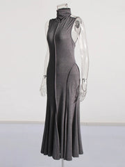 Turtleneck Structured Backless Dress