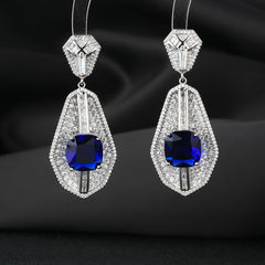 Square Diamond Fan-Shaped Inlaid Zircon Earrings