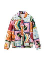 Graffiti Print Quilted Jacket
