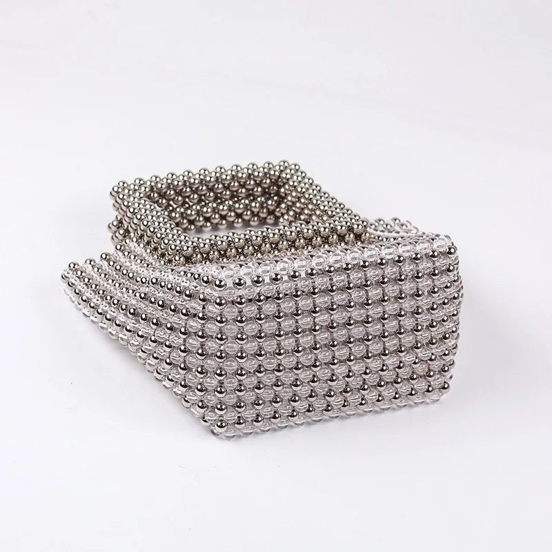 Silver Beads Top-Handle Handbag