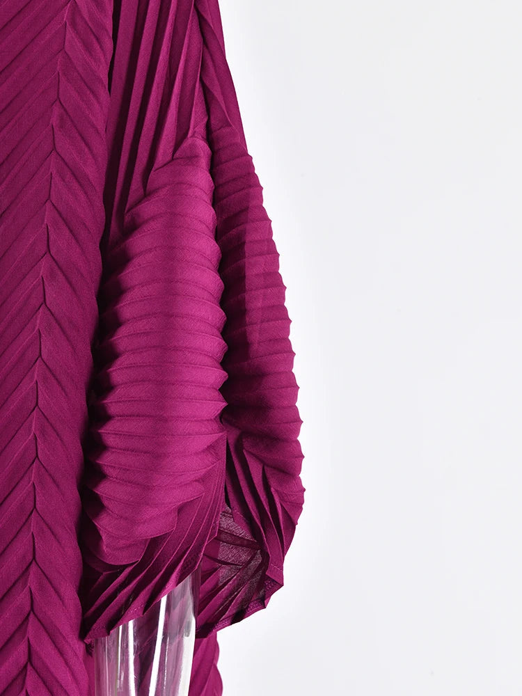Pleated Boat Neckline Maxi Dress