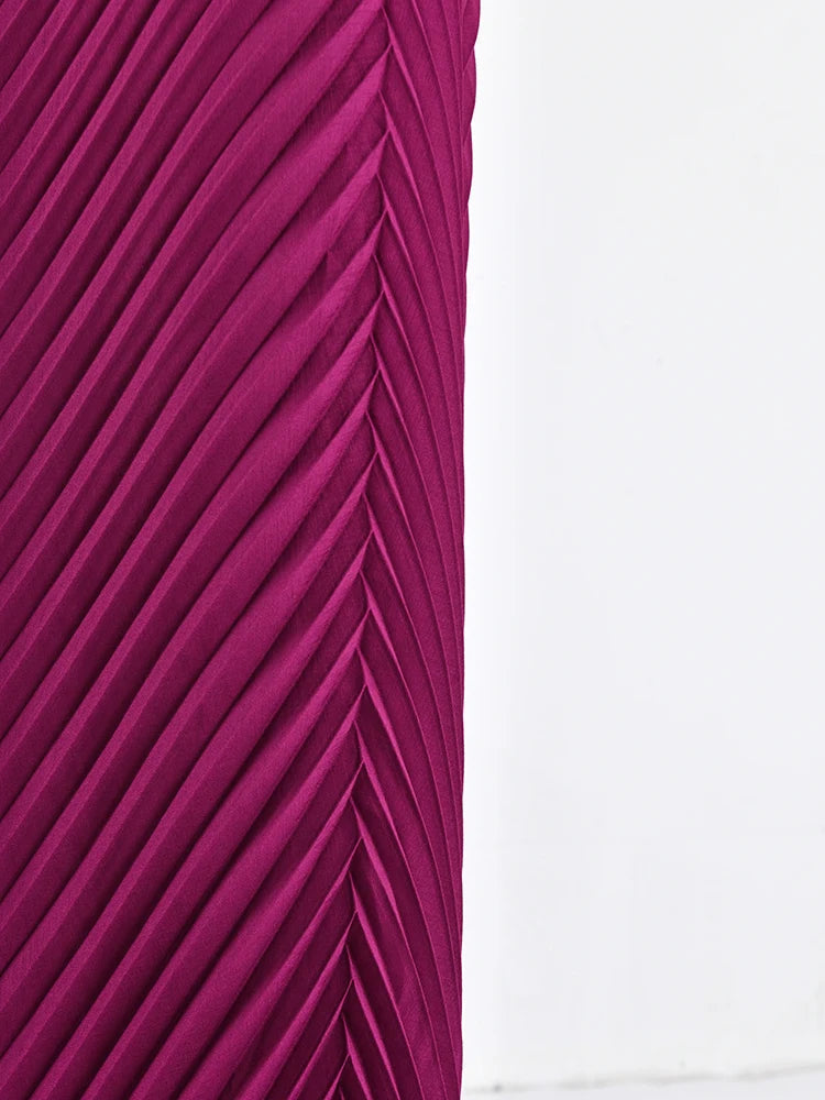 Pleated Boat Neckline Maxi Dress