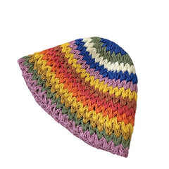 Casual Sunscreen Color Striped Bucket Hat