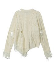 Shabby Round Neck Knitted Sweater