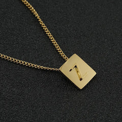 Stainless Steel Square Letter Necklace