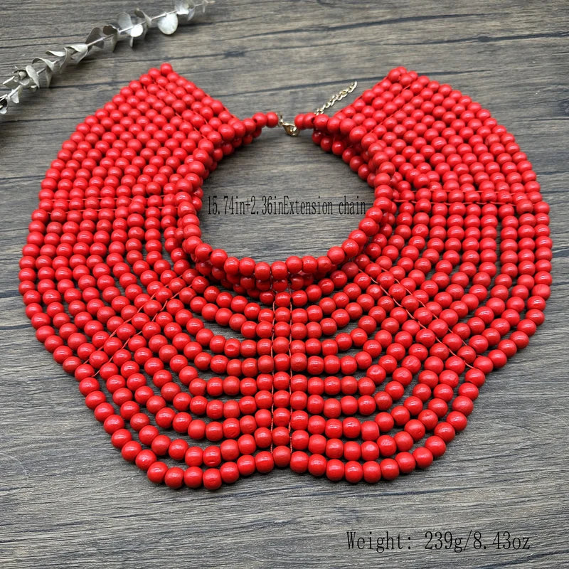 Handmade Wooden Bead Body Chain Necklace